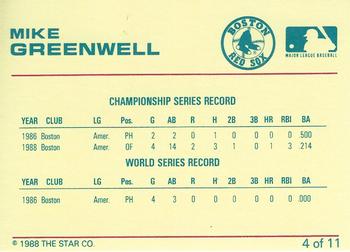 1989 Star Mike Greenwell Purple - Glossy #4 Mike Greenwell Back