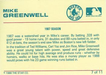 1989 Star Mike Greenwell Purple - Glossy #7 Mike Greenwell Back