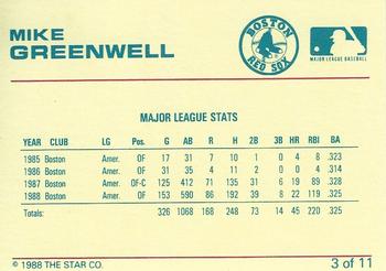 1989 Star Mike Greenwell Red - Glossy #3 Mike Greenwell Back