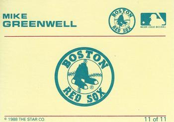1989 Star Mike Greenwell Red - Glossy #11 Mike Greenwell Back