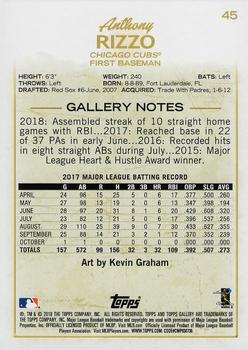 2018 Topps Gallery - Artist Proof #45 Anthony Rizzo Back