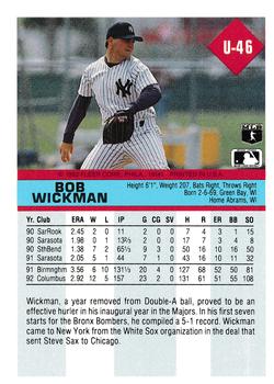 1992 Fleer Update #U-46 Bob Wickman Back