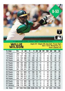 1992 Fleer Update #U-53 Willie Wilson Back