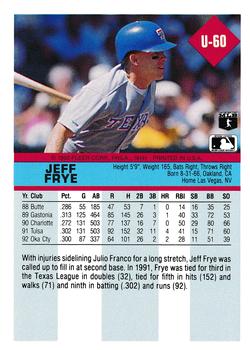 1992 Fleer Update #U-60 Jeff Frye Back