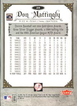 2006 Fleer Greats of the Game #28 Don Mattingly Back