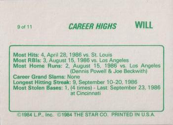 1988 Star Will Clark #9 Will Clark Back