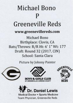 2018 Greeneville Reds #NNO Michael Bono Back