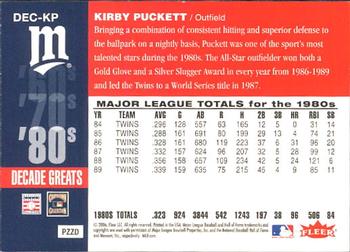 2006 Fleer Greats of the Game - Decade Greats #DEC-KP Kirby Puckett Back