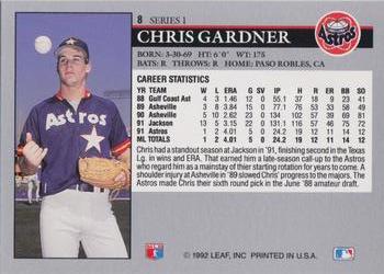 1992 Leaf #8 Chris Gardner Back