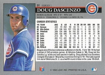 1992 Leaf #51 Doug Dascenzo Back