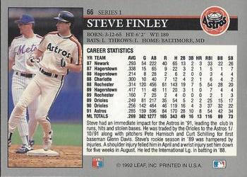 1992 Leaf #66 Steve Finley Back