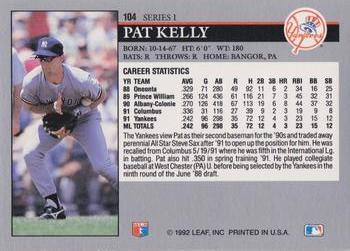 1992 Leaf #104 Pat Kelly Back