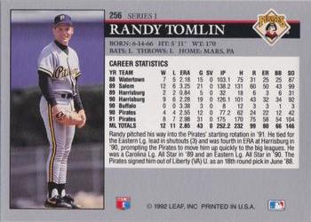 1992 Leaf #256 Randy Tomlin Back