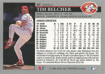 1992 Leaf #417 Tim Belcher Back