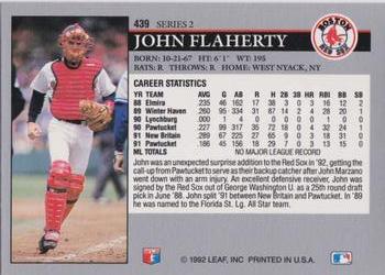 1992 Leaf #439 John Flaherty Back