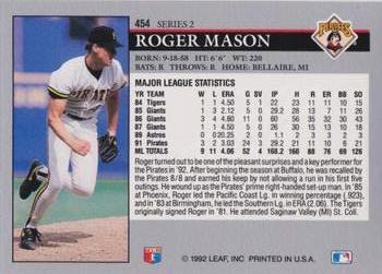 1992 Leaf #454 Roger Mason Back