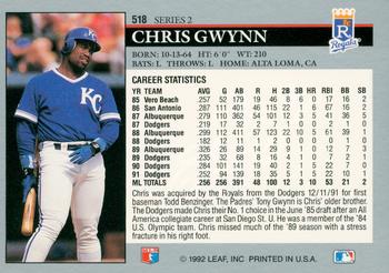1992 Leaf #518 Chris Gwynn Back