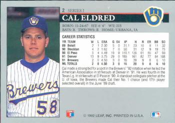1992 Leaf #2 Cal Eldred Back