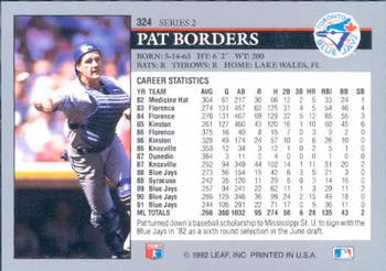 1992 Leaf #324 Pat Borders Back