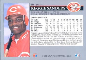 1992 Leaf #360 Reggie Sanders Back