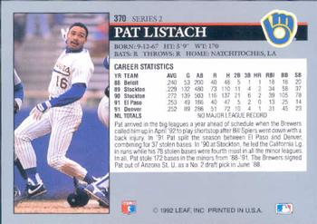 1992 Leaf #370 Pat Listach Back