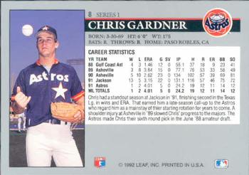 1992 Leaf #8 Chris Gardner Back