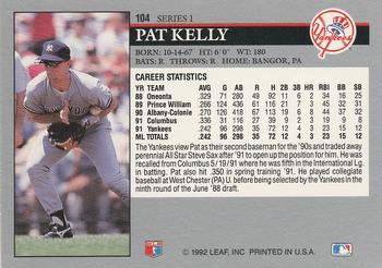 1992 Leaf #104 Pat Kelly Back