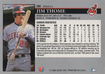 1992 Leaf #299 Jim Thome Back