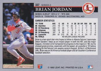 1992 Leaf #337 Brian Jordan Back