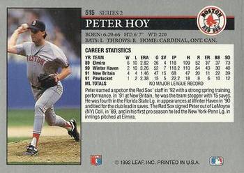1992 Leaf #515 Peter Hoy Back