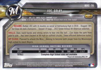 2018 Bowman Draft - Chrome #BDC-76 Joe Gray Back