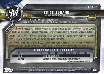 2018 Bowman Draft - Chrome Refractors #BDC-11 Brice Turang Back