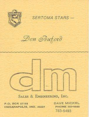 1977 Sertoma Stars Collectors' Issue #NNO Don Buford Back