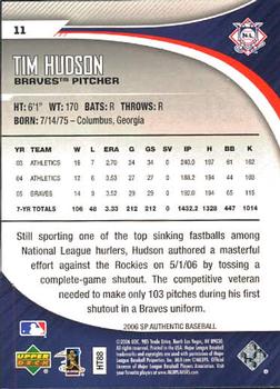 2006 SP Authentic #11 Tim Hudson Back