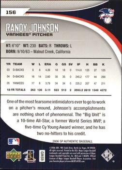 2006 SP Authentic #156 Randy Johnson Back
