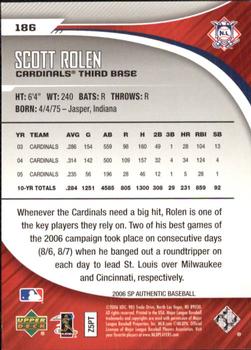 2006 SP Authentic #186 Scott Rolen Back