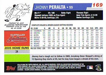2006 Topps #169 Jhonny Peralta Back