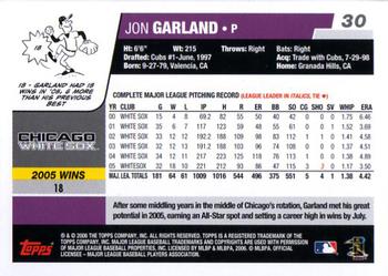 2006 Topps #30 Jon Garland Back