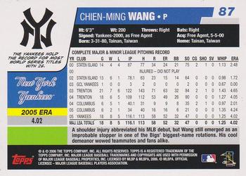 2006 Topps #87 Chien-Ming Wang Back