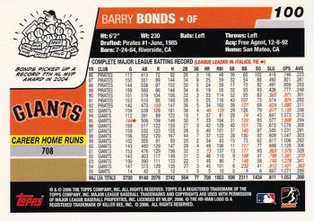 2006 Topps #100 Barry Bonds Back