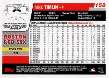 2006 Topps #158 Mike Timlin Back