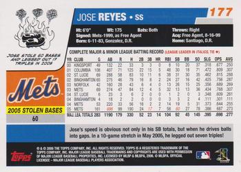 2006 Topps #177 Jose Reyes Back
