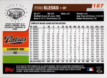 2006 Topps #187 Ryan Klesko Back