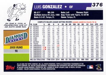 2006 Topps #376 Luis Gonzalez Back