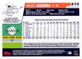 2006 Topps #410 Miguel Cabrera Back