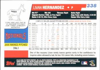 2006 Topps #338 Livan Hernandez Back