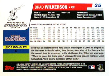 2006 Topps #35 Brad Wilkerson Back