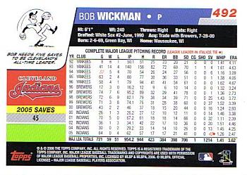 2006 Topps #492 Bob Wickman Back