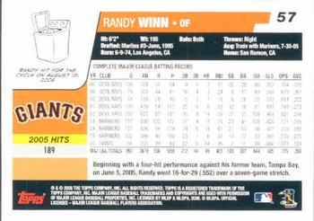 2006 Topps #57 Randy Winn Back