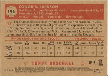 2006 Topps '52 Rookies #196 Conor Jackson Back